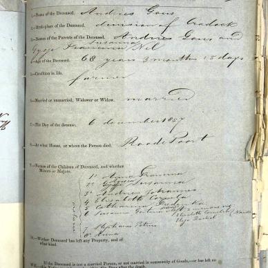 GOUS Andries  died 6 December 1857