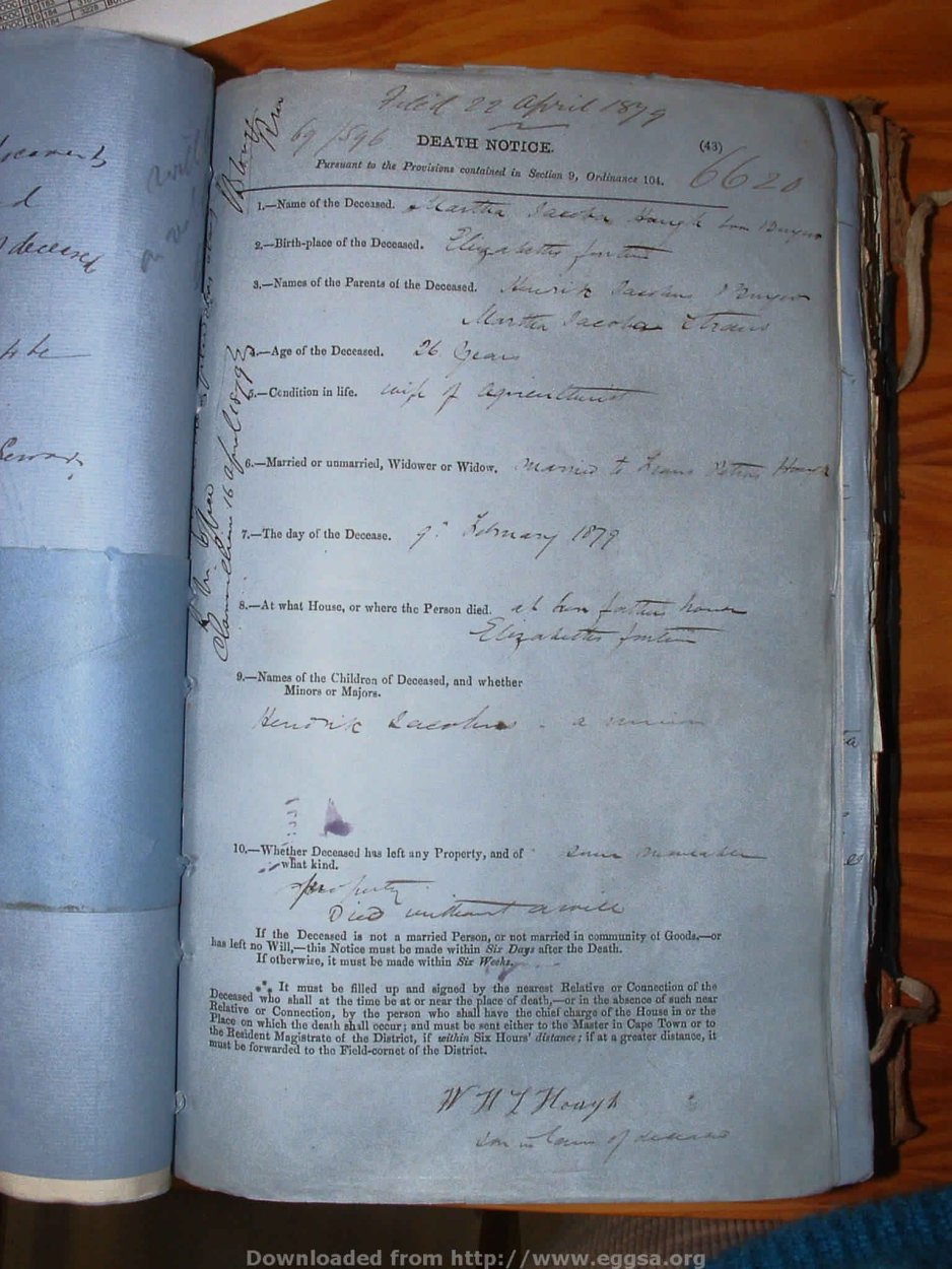 HOUGH Martha Jacoba nee BURGER, 1879, MOOC 6-9-169, 6620 HOUGH Martha Jacoba nee BURGER, 1879, MOOC 6-9-169, 6620