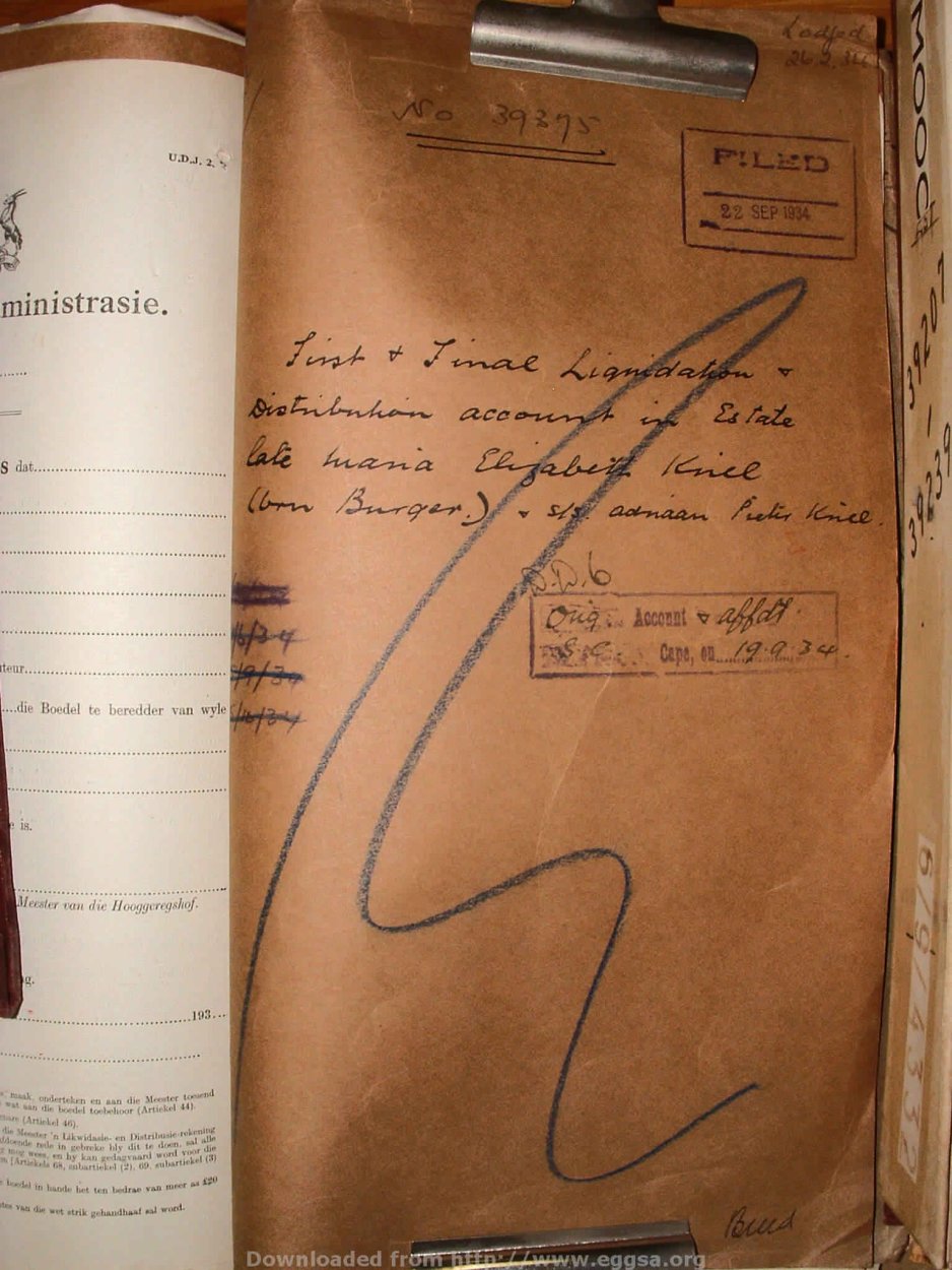 KRIEL Maria Elizabeth nee BURGER, 1933, MOOC 6-9-4337, 39375 KRIEL Maria Elizabeth nee BURGER, 1933, MOOC 6-9-4337, 39375