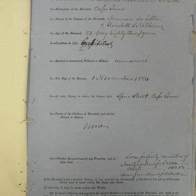 LETTRE Wilhelmina Mariana DE - died 1 Nov 1880