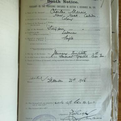 MARAIS Charles - 1907 died aged 64 at Cape Town - MOOC 6-9-564, 327