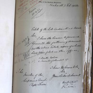 MERWE Andries Bartholomeus VAN DER - 1903 - died aged 34 at Kenhardt MOOC 6-9-468-571
