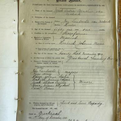 NIEKERK Izaak Andries Cornelius VAN - 1900 died aged 51 at Fraserburg MOOC 6-9-416-4431