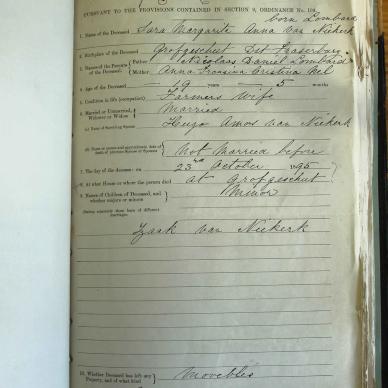 NIEKERK Sara Margarita Anna nee LOMBARD - 1895 died aged 19 at Fraserburg - MOOC 6-9-346-2638