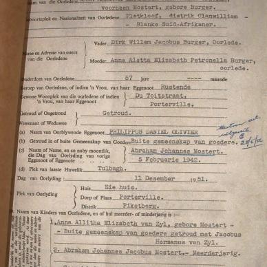 OLIVIER Anna Elizabeth Petronella voorheen MOSTERT nee BURGER, 1951, MOOC 6-9-19149, 7594
