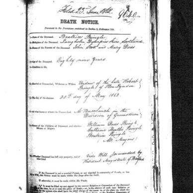 PRINGLE Beatrice  born SCOTT  - died 20 May 1862   [1]