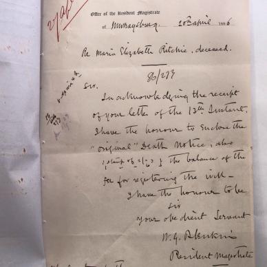 RITCHIE Maria Elizabeth nee VAN DER MERWE - 1886 died aged 73 at Murraysberg MOOC 6-9-231-515