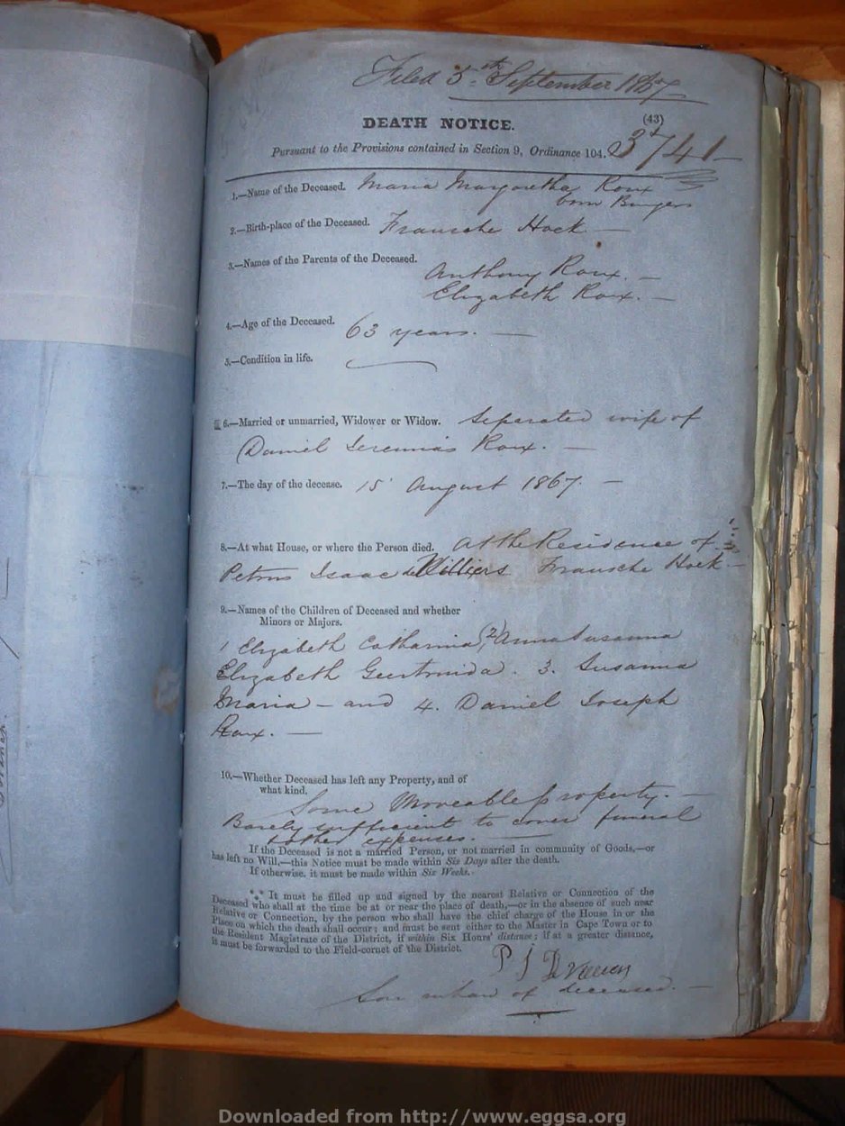 ROUX Maria Margaretha nee BURGER, 1867, MOOC 6-9-120, 3741 ROUX Maria Margaretha nee BURGER, 1867, MOOC 6-9-120, 3741