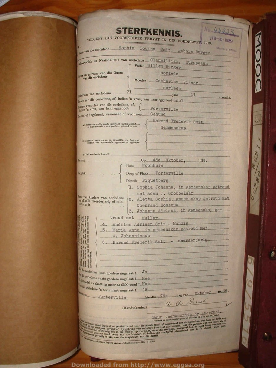 SMIT Sophia Louisa nee BURGER, 1939, MOOC 6-9-5517, 66223 SMIT Sophia Louisa nee BURGER, 1939, MOOC 6-9-5517, 66223