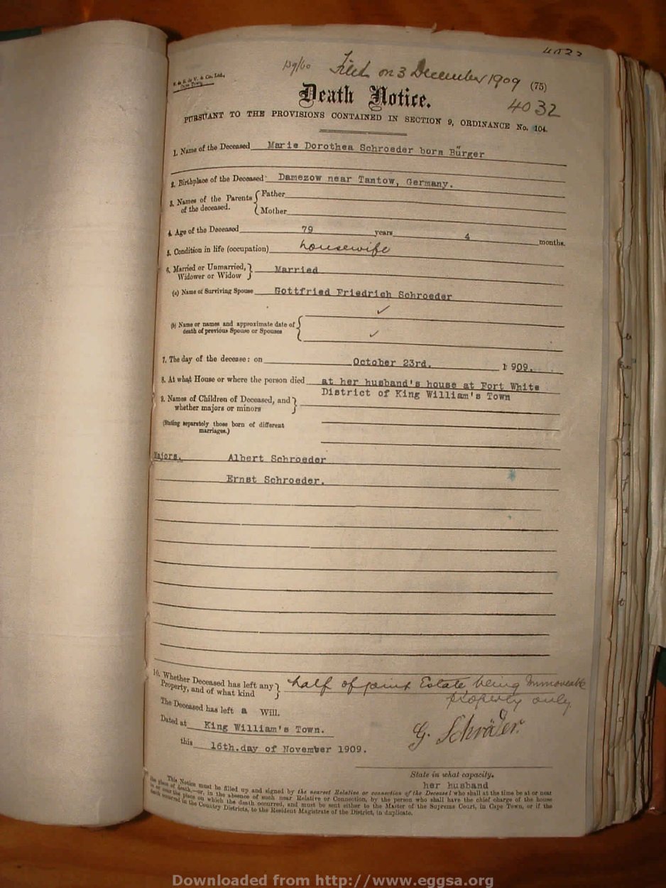 SCHROEDER Marie Dorothea nee BURGER, 1909, MOOC 6-9-632, 4032 SCHROEDER Marie Dorothea nee BURGER, 1909, MOOC 6-9-632, 4032