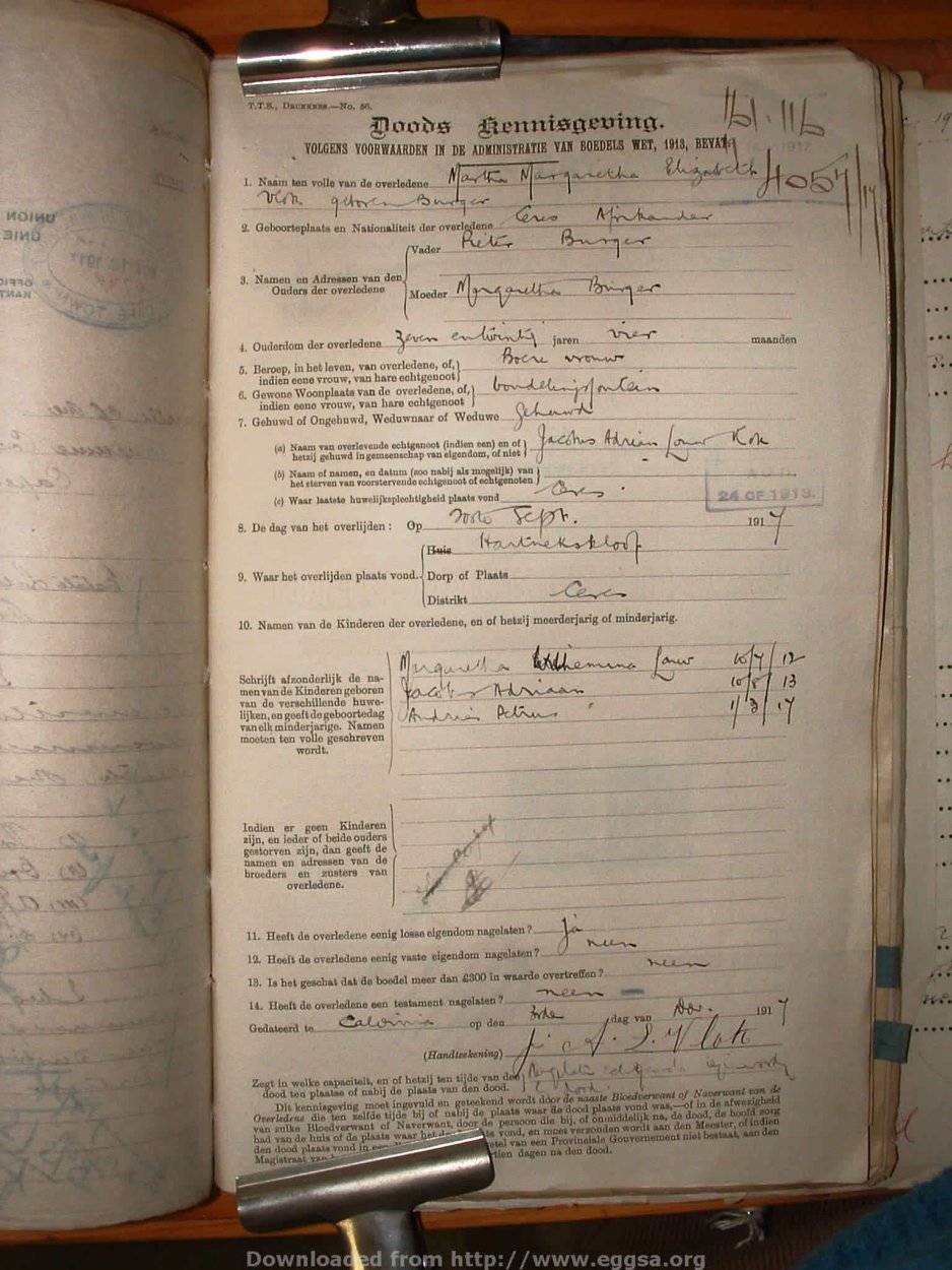 VLOK Martha Margaretha Elizabeth nee BURGER, 1917, MOOC 6-9-1015, 4057 VLOK Martha Margaretha Elizabeth nee BURGER, 1917, MOOC 6-9-1015, 4057