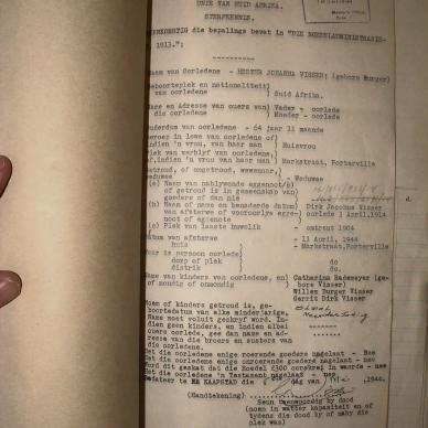 VISSER Hester Johanna nee BURGER, 1944, MOOC 6-9-10903, 92104