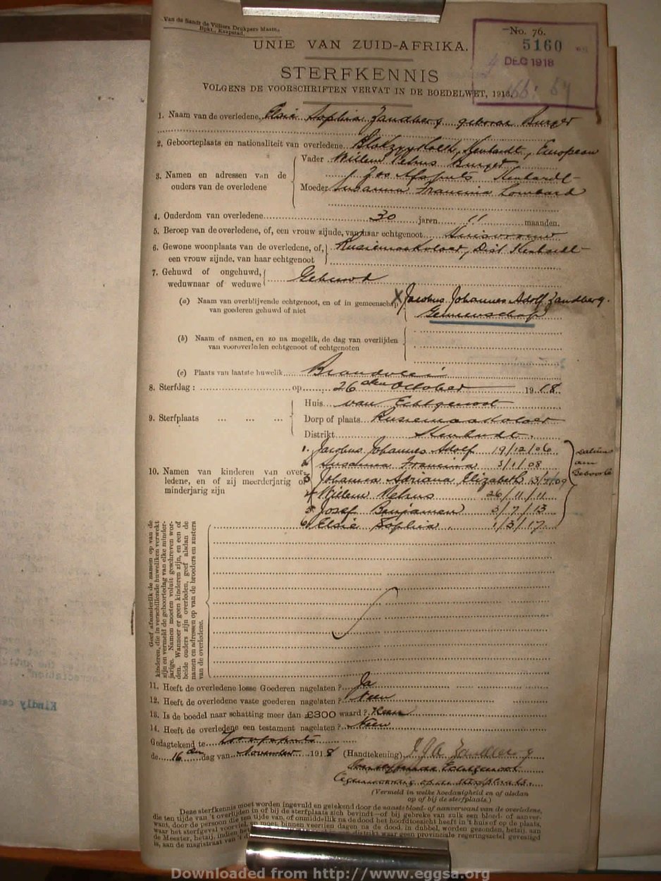 ZANDBERG Elsie Sophia nee BURGER, 1918, MOOC 6-9-1297, 5160 ZANDBERG Elsie Sophia nee BURGER, 1918, MOOC 6-9-1297, 5160