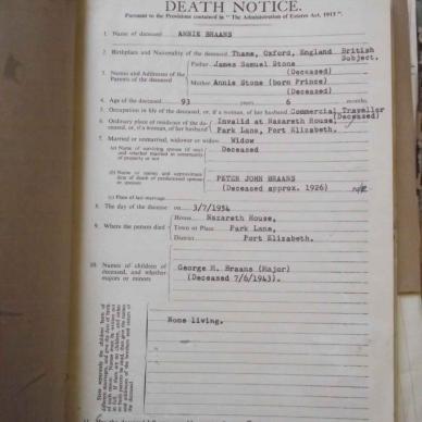 BRAANS Annie STONE - died 3 July 1954