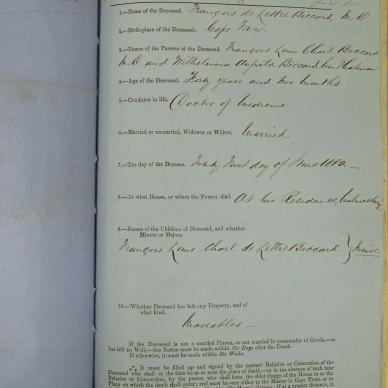 BICCARD Francois De Lettre - died 31 May 1880