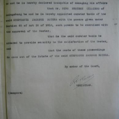 BOTHMA Stephanus Jacobus - 1926