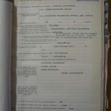 BOTHMA Abraham Christoffel - Died 11/10/1921 - Age 29y 3m