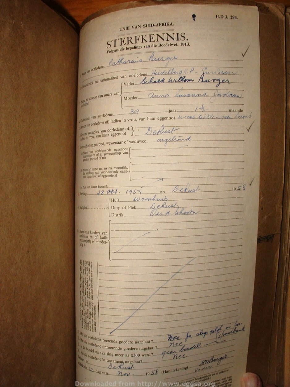 BURGER Catharina, 1958, MOOC 6-9-24632, 5191-58 BURGER Catharina, 1958, MOOC 6-9-24632, 5191-58