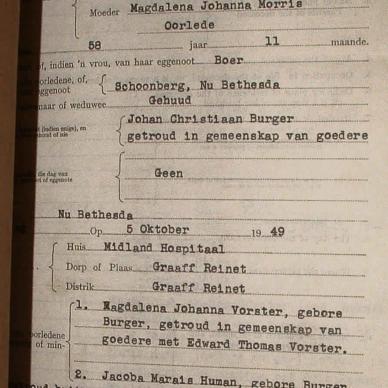 BURGER Magdalena Johanna nee MORRIS, 1949, MOOC 6-9-16550, 5529-49