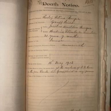 BURGER Roelof Petrus, 1912, MOOC 6-9-691, 1418