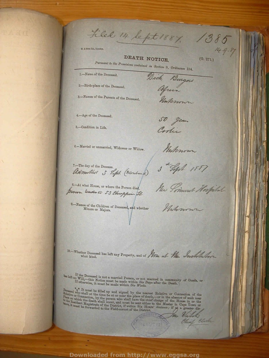 BURGERS Dick, 1887, MOOC 6-9-248, 1385 BURGERS Dick, 1887, MOOC 6-9-248, 1385
