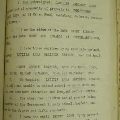Mary Ann Edwards nee Leathern NAB MSCE 39-142 died 18 Sept 1910 Affidavit 1