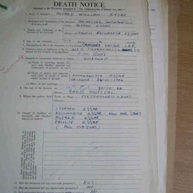 EGGAR Alfred William - died 30 Oct 1964  