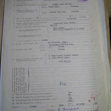 HUGHES Caroline Charlotte born BECK - died  4 Nov 1958