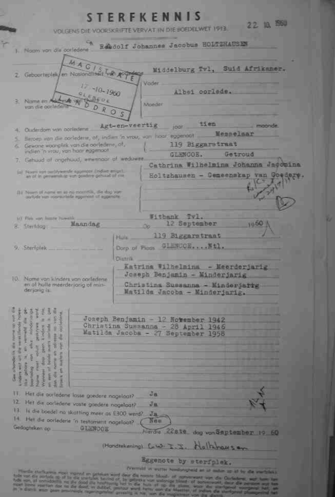 HOLTZHAUSEN Rudolf Johannes Jacobus HOLTZHAUSEN Rudolf Johannes Jacobus
