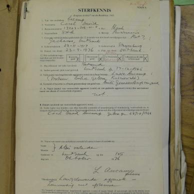 AUCAMP Carel David - died 23 Sep 1976