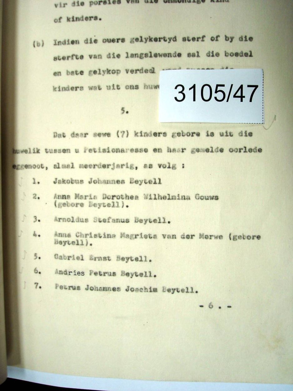 3105/47 BEYTELL Arnoldus Stefanus _05 3105/47 BEYTELL Arnoldus Stefanus _05