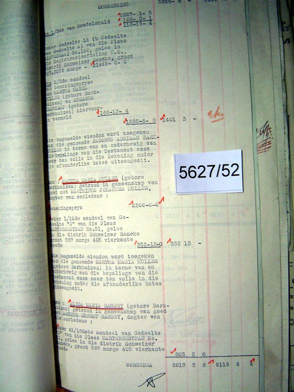 5627/52 BARKHUIZEN Jacobus Adriaan _17 5627/52 BARKHUIZEN Jacobus Adriaan _17
