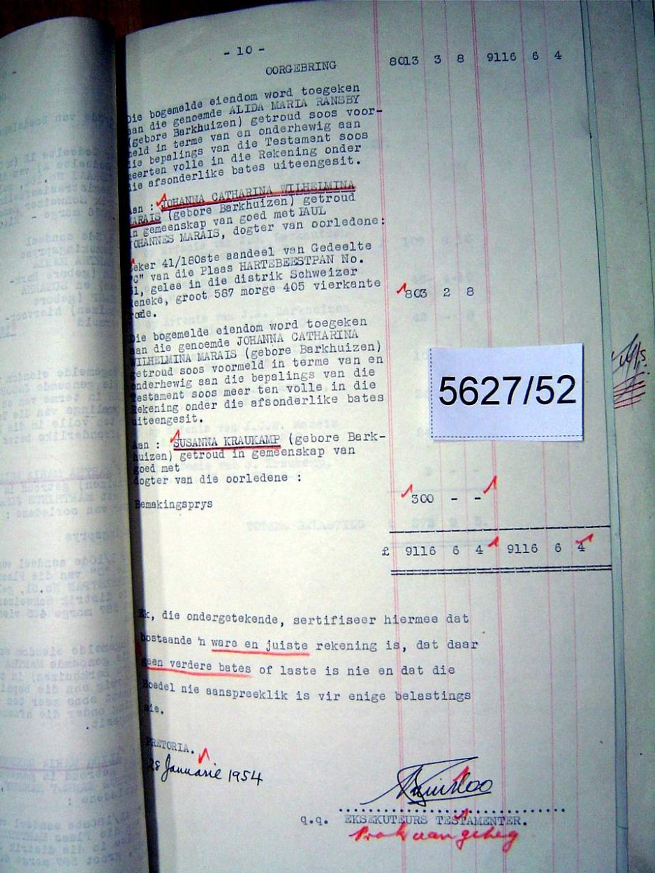5627/52 BARKHUIZEN Jacobus Adriaan _18 5627/52 BARKHUIZEN Jacobus Adriaan _18