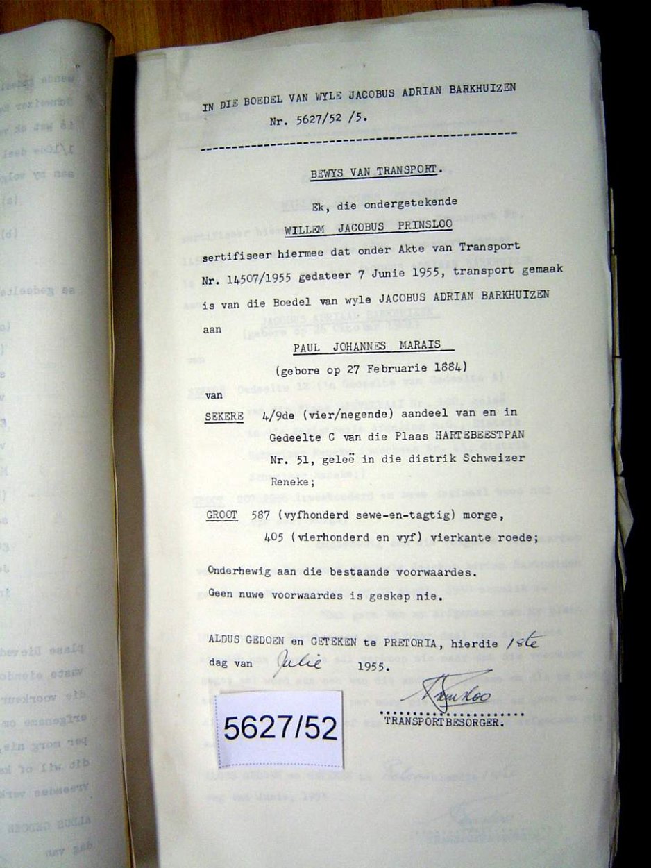 5627/52 BARKHUIZEN Jacobus Adriaan _21 5627/52 BARKHUIZEN Jacobus Adriaan _21