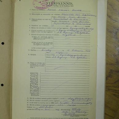 BEETGE Pieter Johannes - oorlede 19 Feb 1963