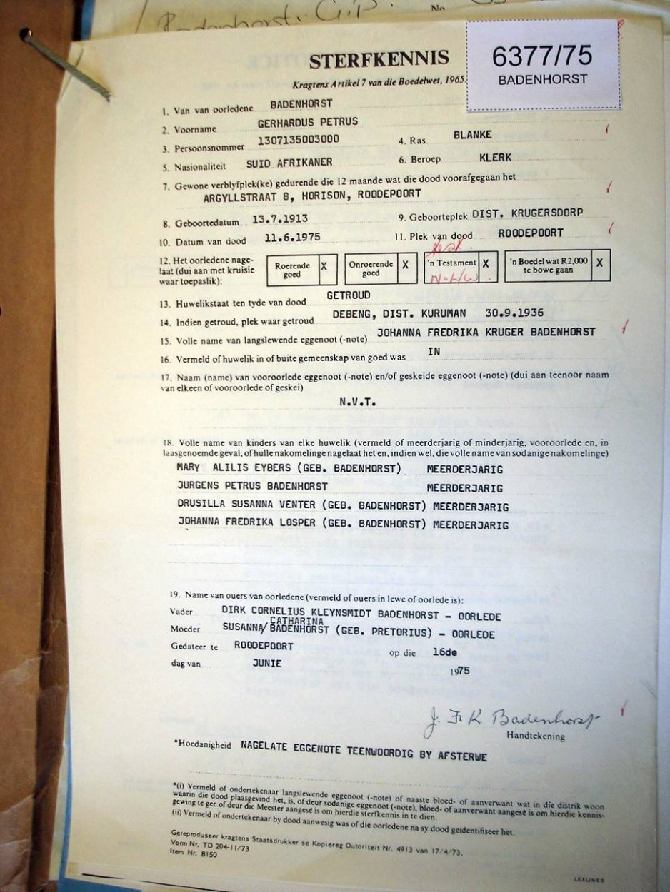6377/75 BADENHORST Gerhardus Petrus _02 6377/75 BADENHORST Gerhardus Petrus _02