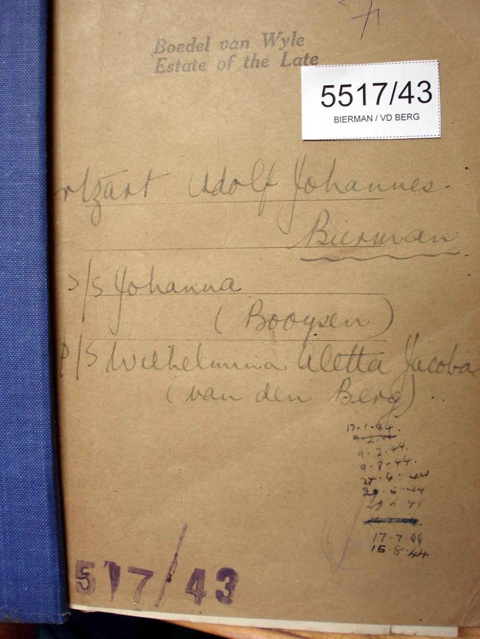 5517-43 BIERMAN Ertzart Adolf Johannes a 5517-43 BIERMAN Ertzart Adolf Johannes a