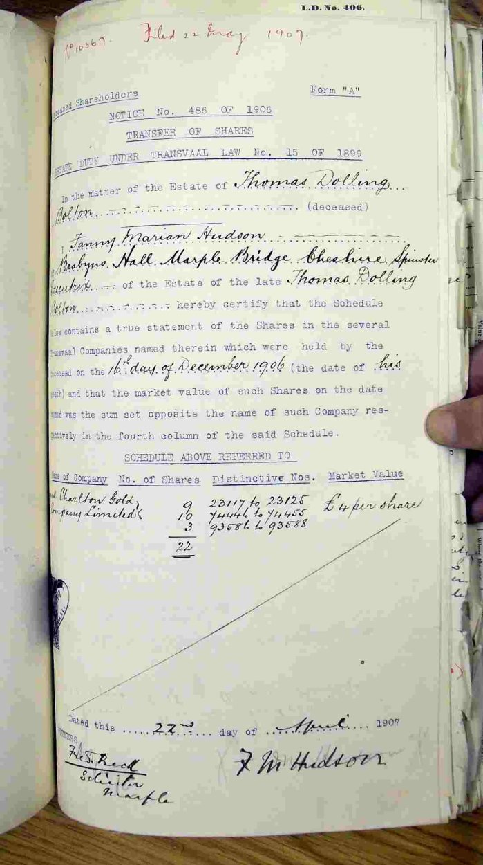 BOLTON Thomas Dolling - died 16 Dec 1906
