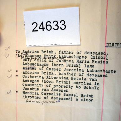 BRINK Justinus Lowie - died 1 Sep 1910