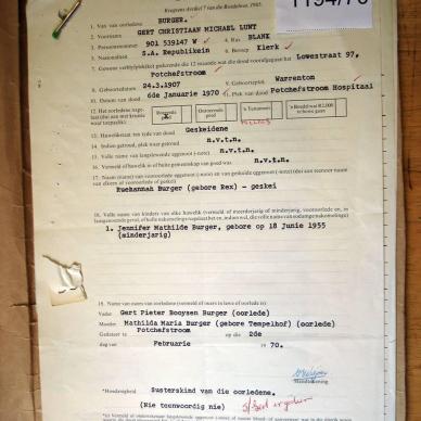 1194-70  BURGER Gert Christiaan Micheal Lunt b