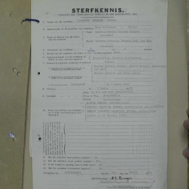 BURGER Johannes Abraham - died 7 Jun 1958
