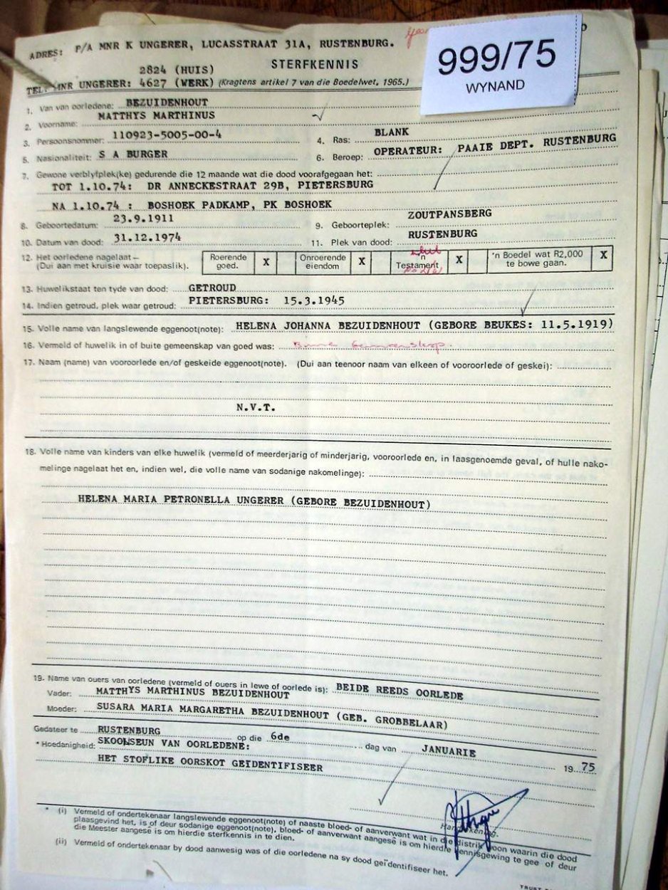 999-75 BEZUIDENHOUT Matthys Marthinus _02 999-75 BEZUIDENHOUT Matthys Marthinus _02