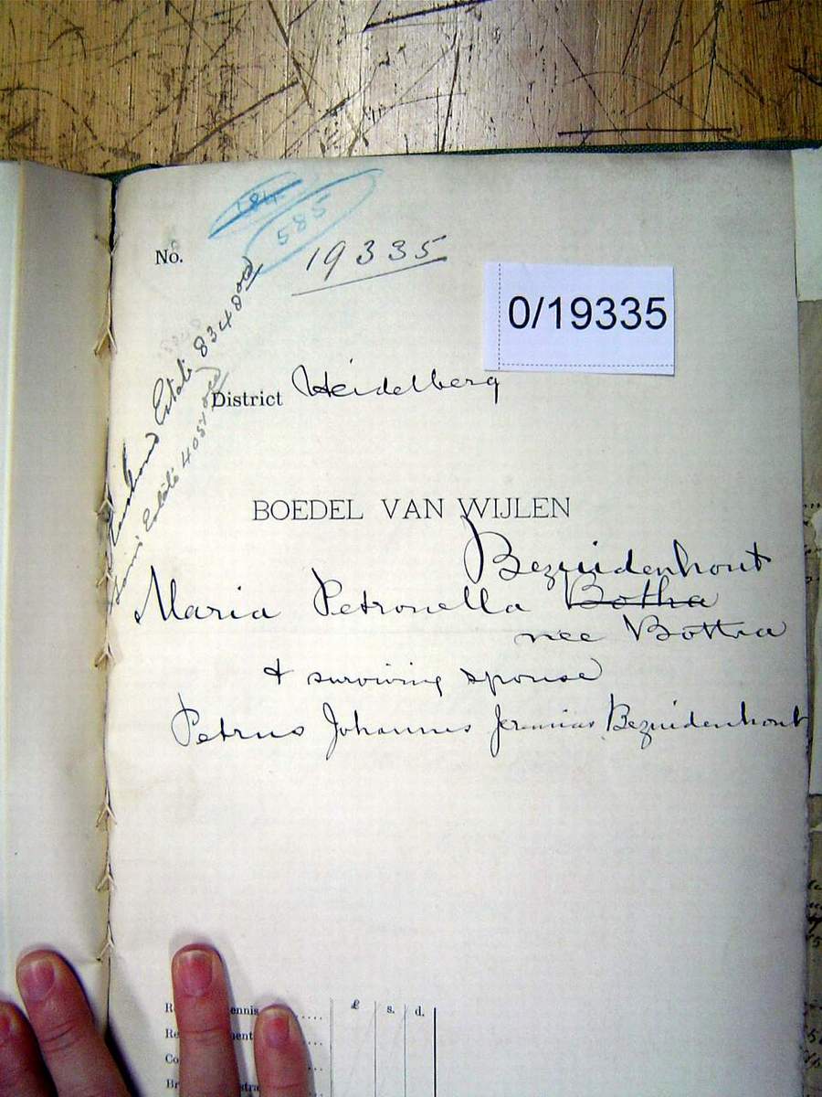 0-19335 BOTHA Maria Petronella a 0-19335 BOTHA Maria Petronella a