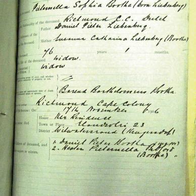 BOOTHA BAREND BARTHOLOMEUS 1906 TAB MHG 09464