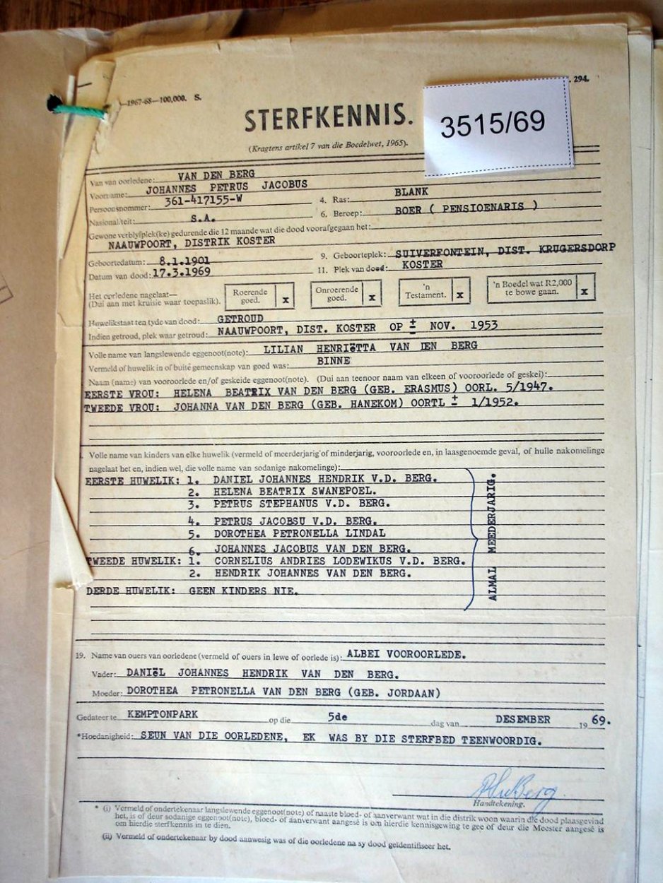 3515/69 BERG Johannes Petrus Jacobus, vd _02 3515/69 BERG Johannes Petrus Jacobus, vd _02