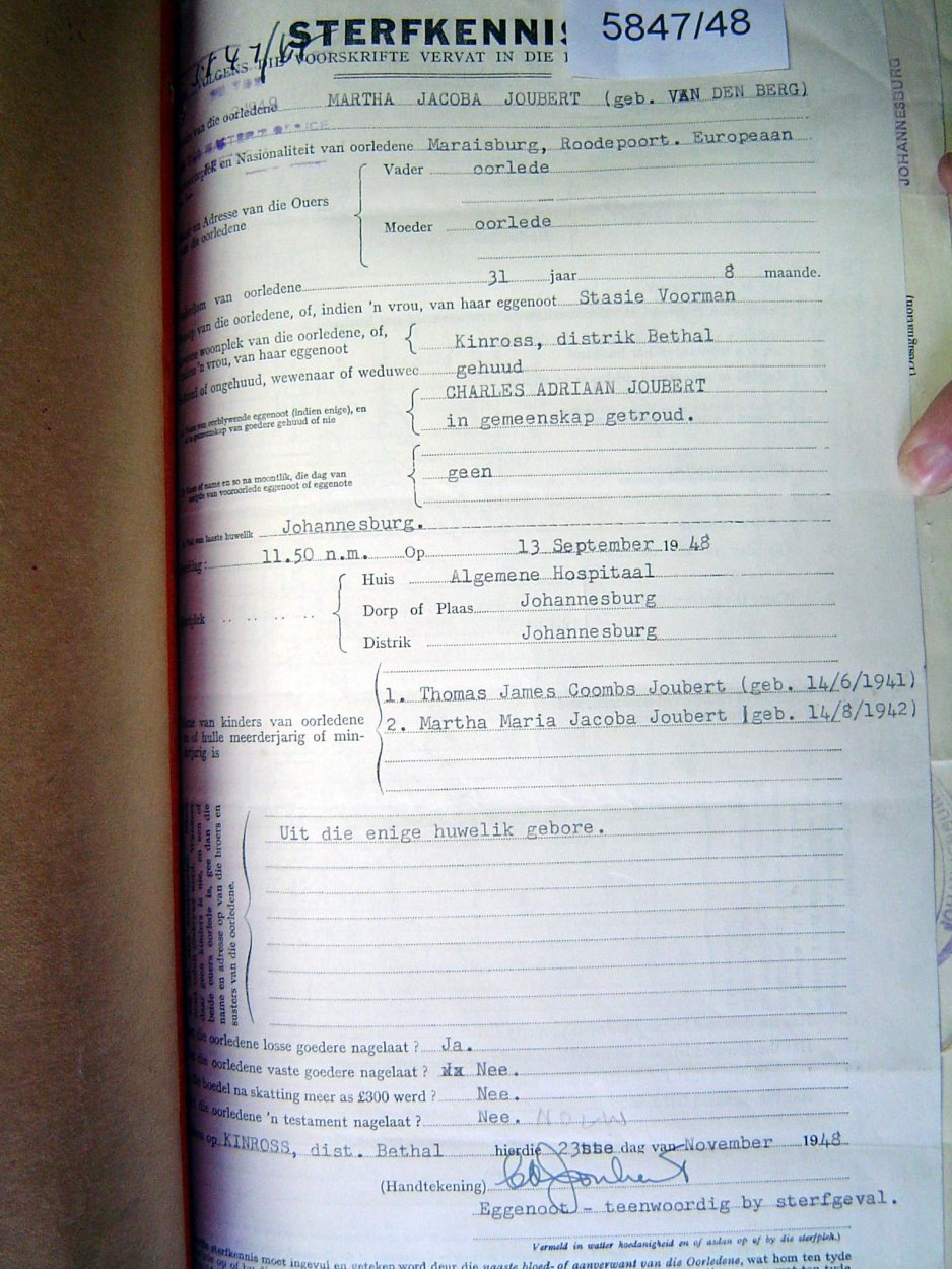 5847/48 VD BERG Martha Jacoba _01 5847/48 VD BERG Martha Jacoba _01