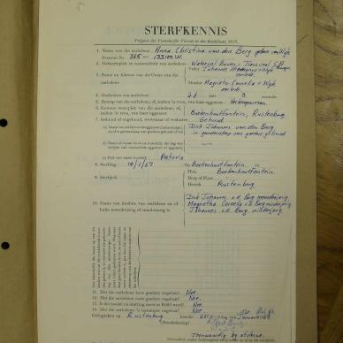 BERG Anna Christina VAN DEN  nee VAN WYK - oorlede 19 Jan 1967