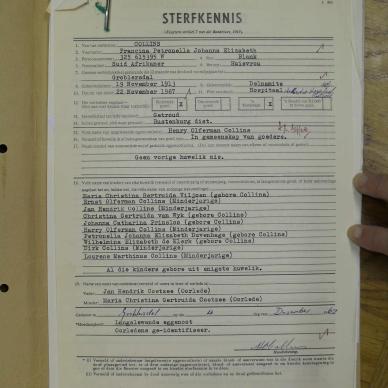 COLLINS Francina Petronella Johanna Elizabeth born COETZEE - died 22 Nov 1967