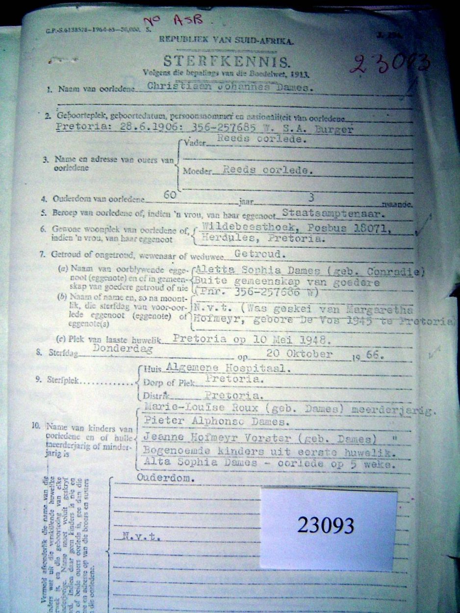 23093 DAMES Christiaan Johannes b 23093 DAMES Christiaan Johannes b