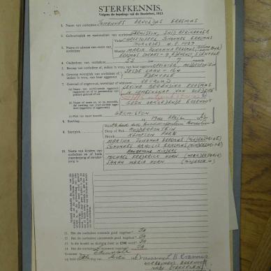 ERASMUS Johannes Arnoldus - died 17 Apr 1962